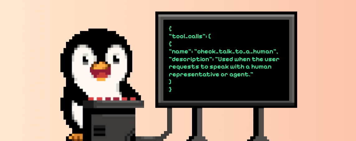 Pokket standing at a lectern with a chalkboard covered in JSON code